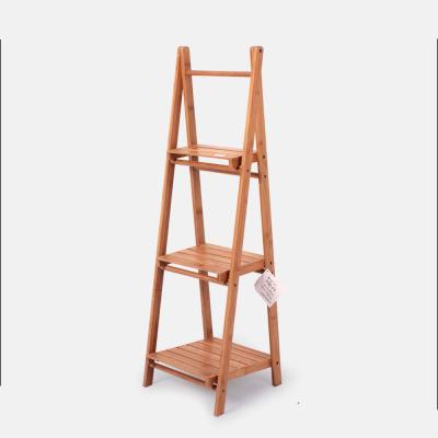 China Foldable Factory Price Folding Three Tier Home Decor Shelves Wall Shelf Decorative Bamboo Wood For Sale for sale