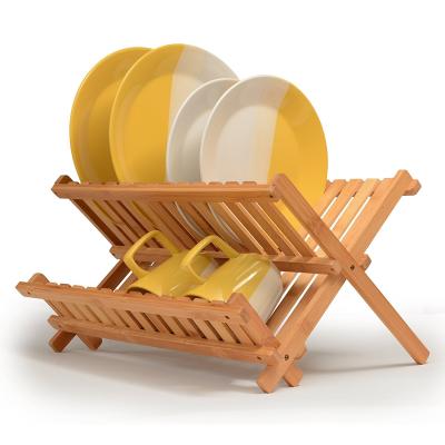 China Dish Rack Dish Rack Bamboo Foldable Drying Wooden Dish Rack for sale