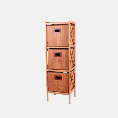 China Wholesale Portable Home Bedroom Storage Clothes Storage Cabinet 3 Drawers Bamboo Wooden Design for sale