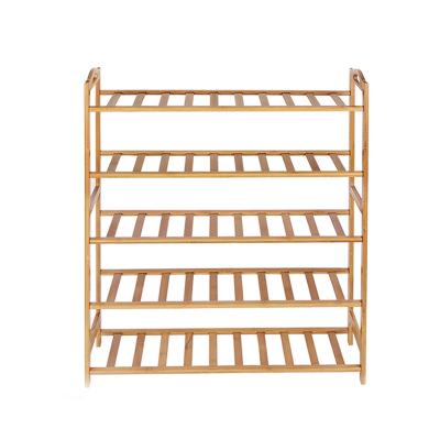 China Sustainable Modern Shoe Buries 5 Tier Nature Wooden Bamboo Shoe Racks For Home for sale