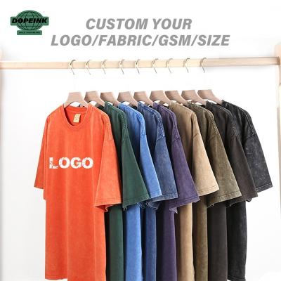 China Anti-wrinkle High Quality Streetwear Casual Retro Acid Wash Tshirt Men Cotton Blank Clothes Custom Logo Oversized Vintage T Shirt for sale