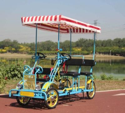 China New Style 2 Seater Quadricycle Surrey Steel Bike Tandem Bicycle /Four Wheels Bicycle For Touring / Bike Lover 2 Riders for sale