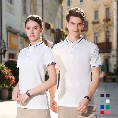 China Anti-wrinkle pearl pure canvas polo shirt custom LOGO printed OEM high quality lapel unisex embroidered T-shirt for sale