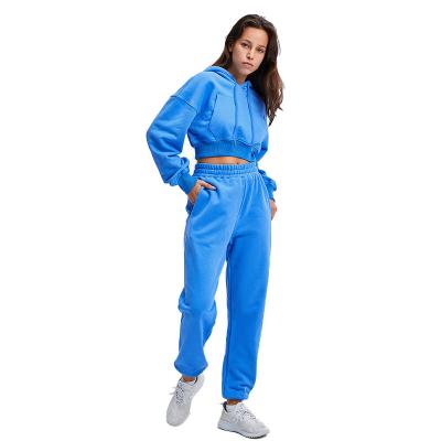 China Breathable sports and fitness hoodie suit low waist hoodie for women leisure two-piece suit for sale