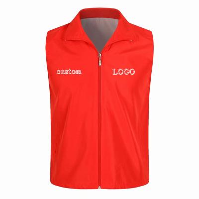 China Anti-wrinkle Summer Volunteer Environmental Protection Worker Advertising Vest Red Custom Logo Velvet Rubber Vest for sale