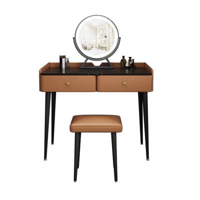 China Modern Fashion Bedroom Mini Storage Cabinet With LED Lamp Mirror Stool Dressing Table for sale