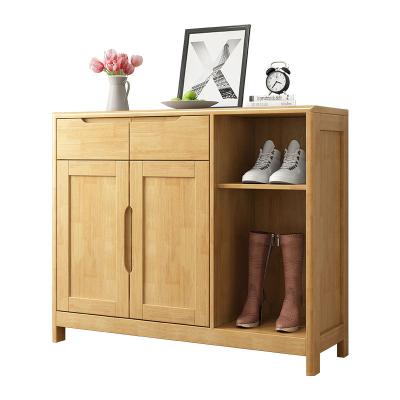 China Durable Nordic Simple Modern Wooden Shoe Rack Large Capacity Solid Wood Storage Cabinet for sale