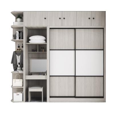 China Fashion Sliding Modern Simple Nordic Plate Combined Wooden Multifunctional Wardrobe for sale