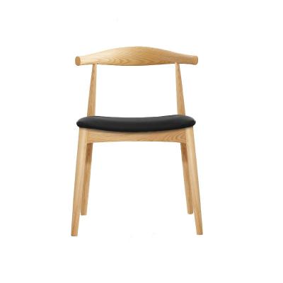 China Durable Minimalist Solid Wood PU / Leather / Ox Horn Solid Wood Fabric Dining Chair for sale