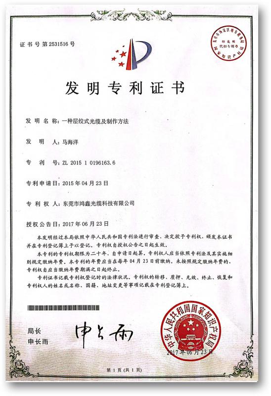 Patents of Invention - Dongguan HX Fiber Technology Co., Ltd