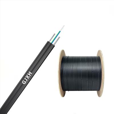 China Black Flat Drop Fiber Optic Cable HXCOWO GJXH G657A FTTH Flat Drop Fiber Cable for sale