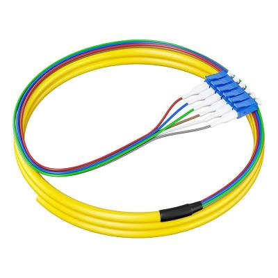 China HXCOWO 6 Color SM 9/125 Fiber Pigtails 0.9mm G657A G652D 1.5M LC/UPC Fiber Optic Pigtail for sale