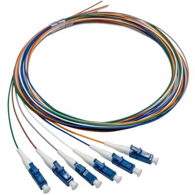 China FTTN HXCOWO 6 Bundle Distribution Fiber Optic Pigtail LC/UPC SM 9/125 Fanout 0.9mm Optical Fiber Pigtail for sale