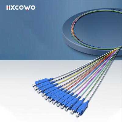 China HXCOWO 12 Core Bundle SC Pigtail G657A1 A2 1 Meter Customized Length Fiber Optic Pigtail for sale