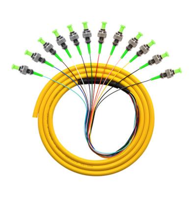 China PVC LSZH HXCOWO ST APC Connector SM MM 12 Core 1M Or Customized Length Fiber Optic Pigtail for sale