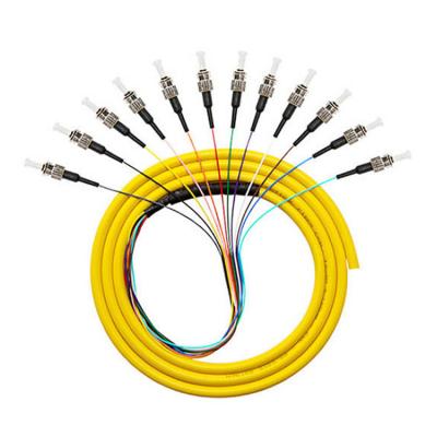 China 12 Cores 12F 9/125 0.9mm ST Singlemode FTTH Fiber Optic Pigtail Wavelength 1310nm for sale