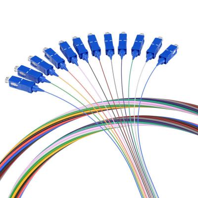 China Customized Lengths 1m/2m/3m... 1 HXCOWO 12Core-Color SC Single-Mode G657/G652D Fiber Optic Pigtails for sale