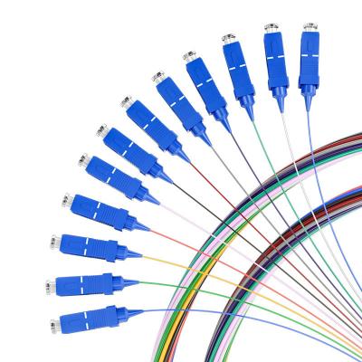 China G652D G657A Fiber Optic Pigtail 12 Color Loose Tube Tight Buffer SC UPC Pigtail for sale