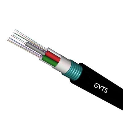 China HXCOWO Steel Armoured Fibre Optic Cable Aerial Duct 6 12 24 48 96 144 Core GYTS for sale