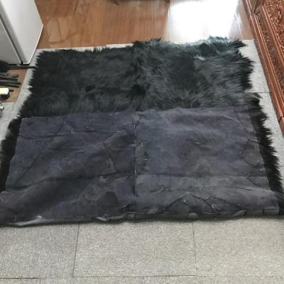 China Anti-Slip Super Soft Sheepskin Fur Area Rugs For Bedroom Floor Shaggy Silky Plush Carpet Black Faux Fur Blanket B for sale