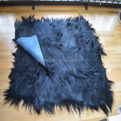 China Black Nature Blanket Goat Skin Sheepskin Icelandic Tibetan Lamb Fur for sale