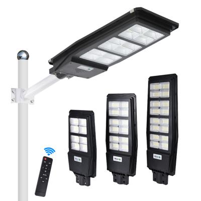 China Photosensitive Sensing + Human Body Sensing Brightest Lumen Module IP67 Outdoor Waterproof ABS 100W 150W 200W All In One Led Solar Street Light for sale