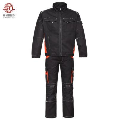 China OEM Breathable/Durable Black Orange and Navy Contrast Color Workwear Uniforms Work Wear Industrial Uniform Clothing For Man for sale