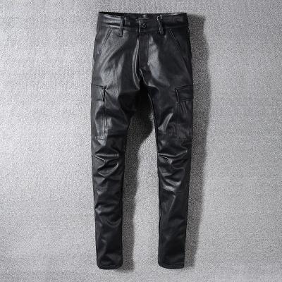 China 2020 HIGH STREET OEM Wholesale Mens PU Cargo Pants for sale