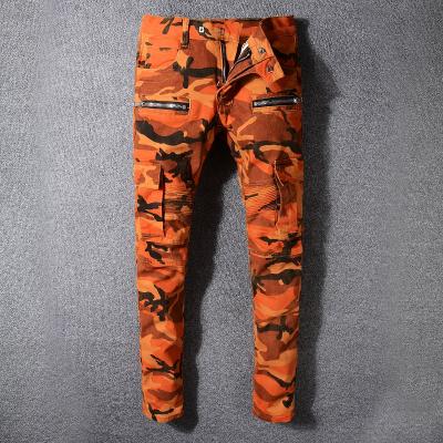 China Viable Mens Moto Biker Cargo Camouflage Jeans Pants Trousers for sale