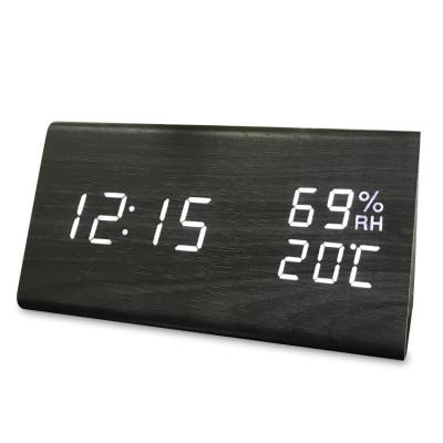 China Triangle Modern Wooden Electronic Alarm Clock LED Digital Pendulum Electric Clock Creative Wooden Alarm for sale