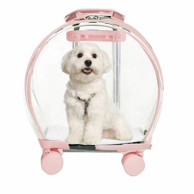 China Pet Trolley Box Dog Bag Cat Backpack Large Pet Aviation Transparent Portable Box Stored for sale