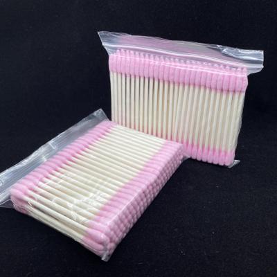 China beauty & personal care/direct sale 200pcs disposable/home factory not easy to break handle paper makeup pink color eyelash cotton pads for sale