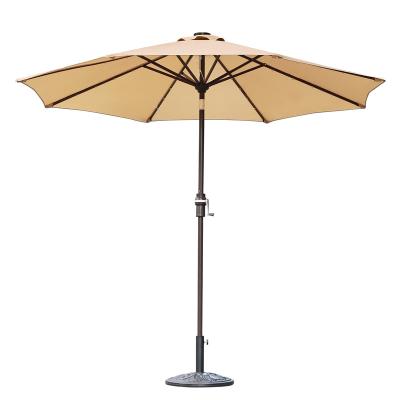 China Modern 8 Ft 3M 8 Rib Large Size Luxury Foldable Steel LED Foldable Solar Umbrella Garden Parasol Outdoor Patio Umbrellas for sale