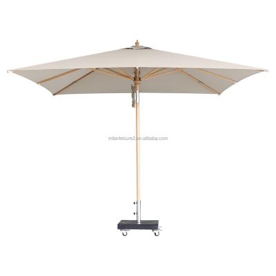 China Modern 9'ft Wooden Garden Parasol Pool Patio Umbrella With UV Protection for sale