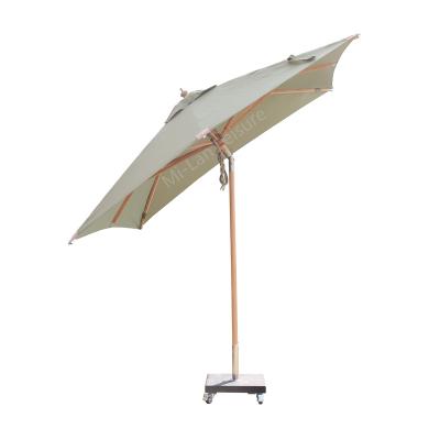 China Modern 2.5*2.5m Square Beech Material Garden Patio Parasol Wooden Umbrella With Pulley System for sale