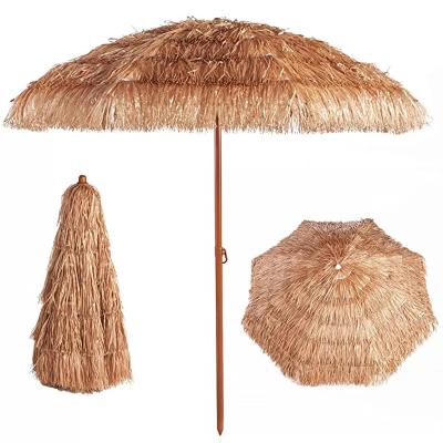 China Hot Sale Modern Large Popular Hawaiian Adjustable pp Straw Beach Portable Umbrella For Outdoor for sale