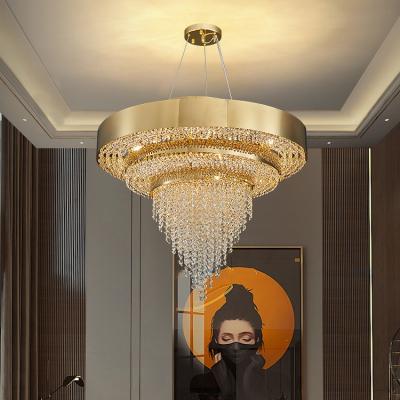 China Modern Contemporary Simple Creative Pendant Light K9 Crystal Living Room Stainless Steel Chandelier for sale