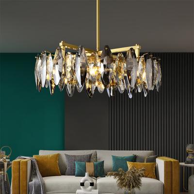 China Modern Contemporary Dining Room Crystal Copper Lighting Luxury Hanging Pendant Lamp Chandelier for sale