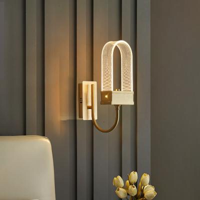 China Modern Decorative Indoor Wall Light For Living Room Bedroom Modern Acrylic Aluminum Copper LED Wall Lamp for sale