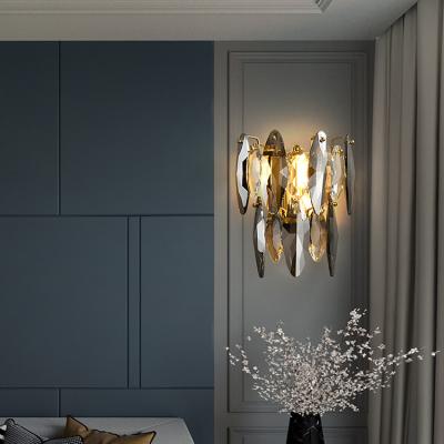 China Newest Design Copper Crystal Wall Lamp Indoor Wall Light Home Lighting Modern Hotel Decoration LED for sale