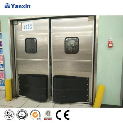 China YANXIN Swing Free Cold Room Door Swing Opening PU Insulated Mall Kitchen Stainless Steel Food Factory Impact Free Door for sale