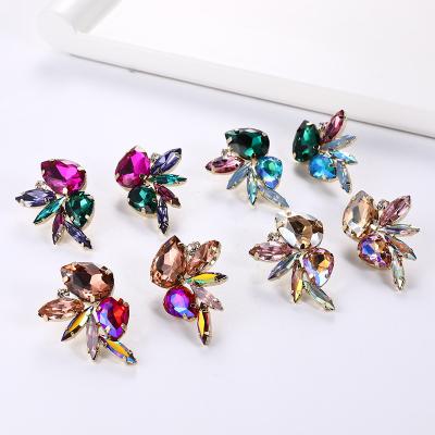 China Wholesale Colorful Rhinestone Crystal Butterfly Earrings Dangling from Diamond Glass Butterfly Stud Earrings Fashion TRENDY for sale