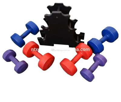 China Durable plastic dumbbell weight set with rack for sale