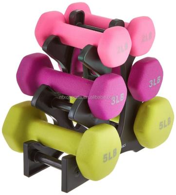 China Durable neoprene liner dumbbell set with rack for sale