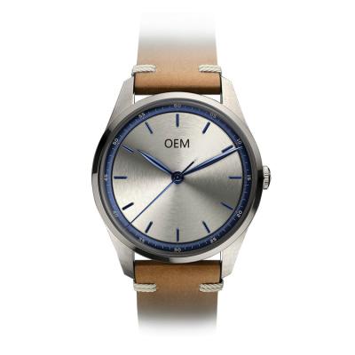 China China Shenzhen Factory Wholesale Watch Factory Custom Genuine Stainless Steel Leather Strap Quartz Wristwatches Men Fashion Water Resistant Minimalist for sale