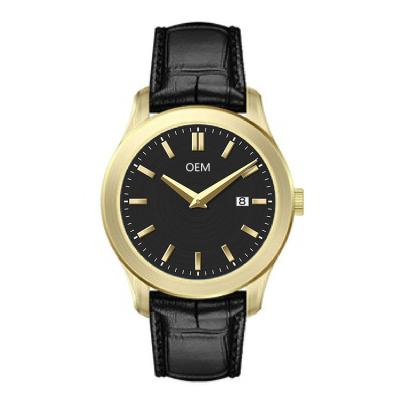 China OEM Logo Mens Luxury Genuine Leather Gold Classic Japan Movt Stainless Steel Strap Waterproof Quartz Watches Wholesale Custom Manufacturer for sale