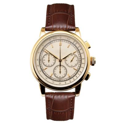 China Custom Brand Minimalist Sports Logo OEM Quartz Genuine Leather Men's Watch Luxury Chronograph for sale