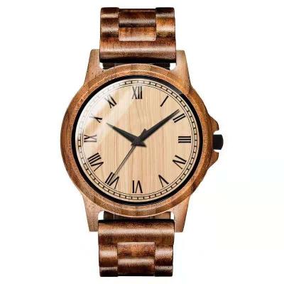 China Custom Water Resistant Fashion Mens Bamboo Walnut Wood Watches For Men Quartz Wrist Watch for sale