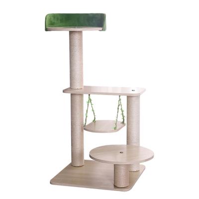 China Sustainable Cat Jumping Platform Unique Modern Swing Fun Small Wooden Cat Tree for sale