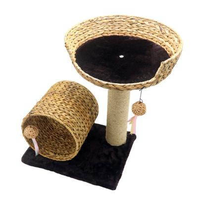 China Beautiful Sustainable Natrual Post Cat Tree Modern Wooden Cat Tree Housing Cat Scratching Toys Furniture for sale